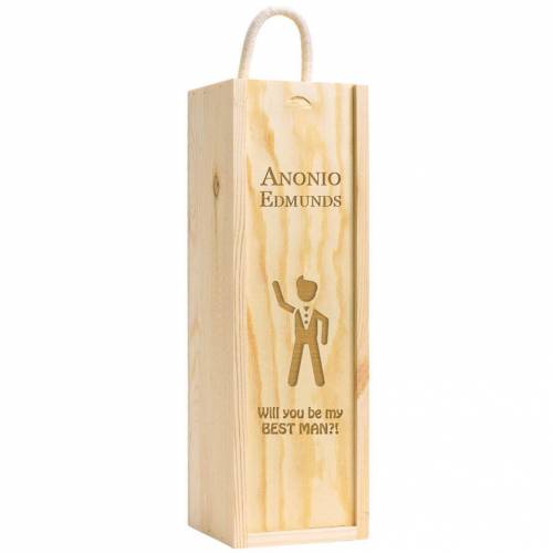 Personalised Wooden Wine Box - Will You Be My Best Man? Figure